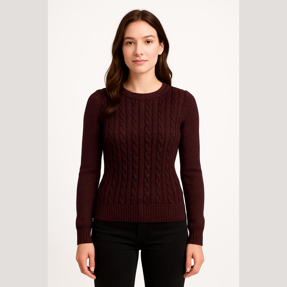 Banana Republic Rich Burgundy Metallic Crew Neck Sweater